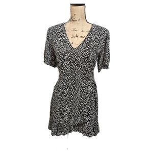 GB Black & White Printed Faux Wrap Mini Dress Size S